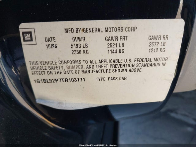 Aukcja sprzedaży 1996 Chevrolet Caprice / Impala Classic Ss, vin: 1G1BL52P7TR183171, numer aukcji: 43064505