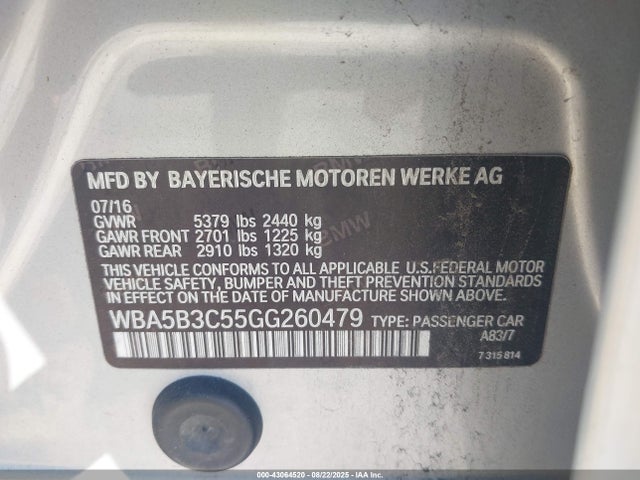 BMW 535i 2016 WBA5B3C55GG260479 Image 9