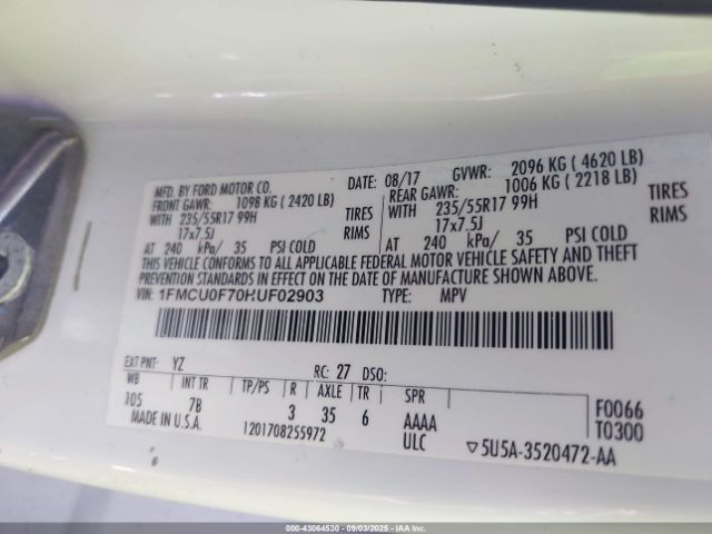 2017 FORD ESCAPE 1FMCU0F70HUF02903 Photo 8