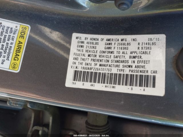 2011 ACURA TL 19UUA8F22BA001753 Photo 8