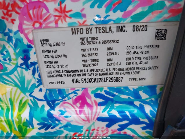 Tesla 2020 2020 5YJXCAE28LF296087 Image 9