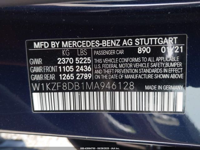 2021 MERCEDES-BENZ E 350 W1KZF8DB1MA946128 Photo 8