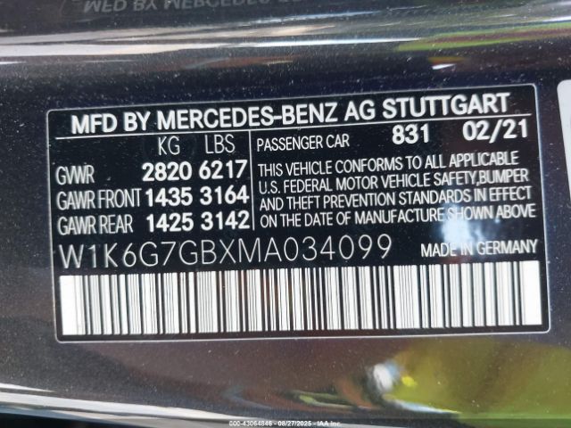 2021 MERCEDES-BENZ S 580 W1K6G7GBXMA034099 Photo 8