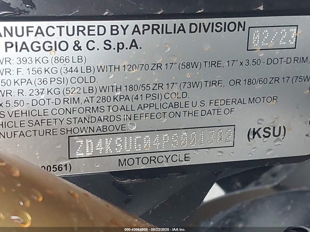 Aprilia Rs 2023 ZD4KSUG04PS001302 Image 10