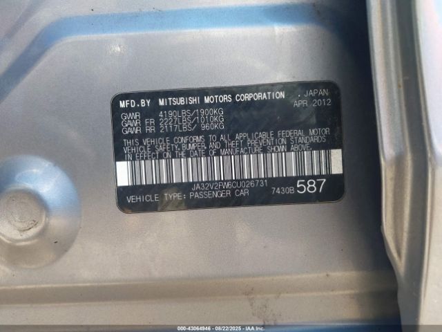 2012 MITSUBISHI LANCER JA32V2FW6CU026731 Photo 8