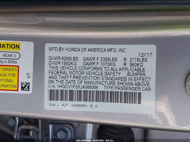 1HGCV1F5XJA068066 Honda l15be