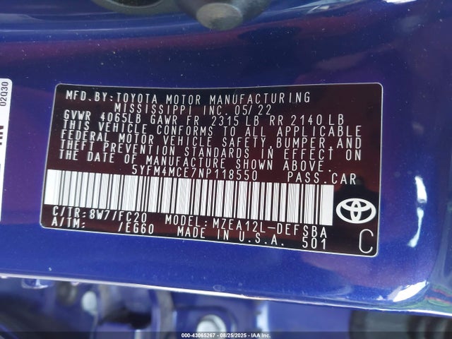 Toyota Corolla Se 6mt 2022 5YFM4MCE7NP118550 Image 9