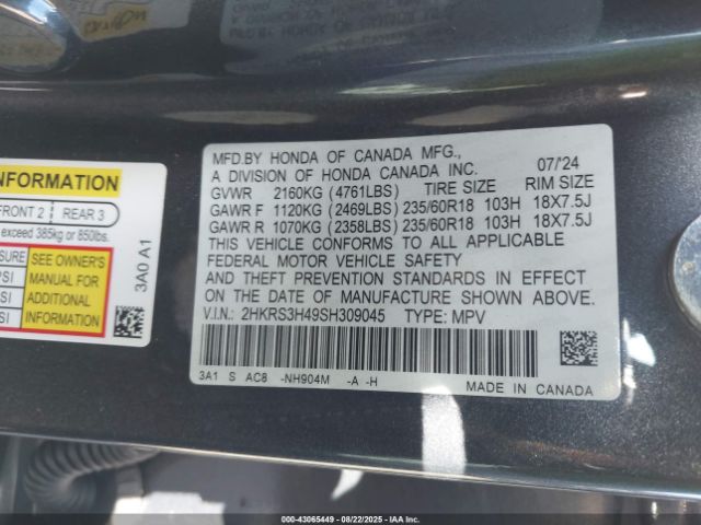 2025 HONDA CR-V 2HKRS3H49SH309045 Photo 8