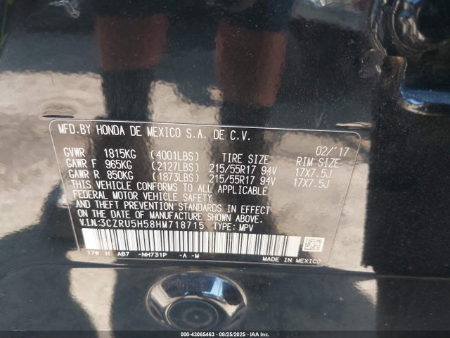 3CZRU5H58HM718715 Honda r18z9