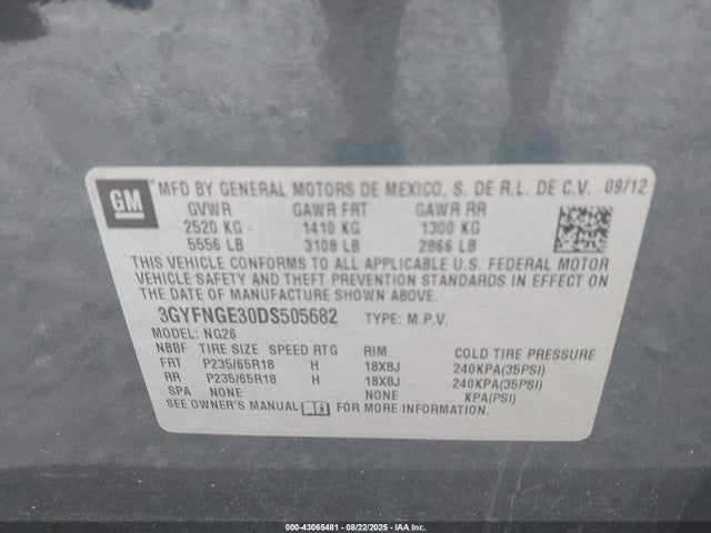 2013 CADILLAC SRX 3GYFNGE30DS505682 Photo 8