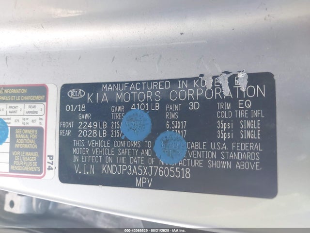 KIA g 2018 KNDJP3A5XJ7605518 Image 9