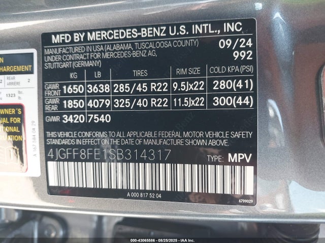 Mercedes-Benz m177 2025 4JGFF8FE1SB314317 Image 9