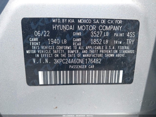 Hyundai ACCENT SE 2022 3KPC24A60NE176482 Image 9