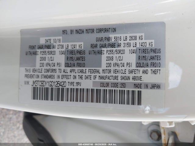 Mazda py 2016 JM3TCBDY1G0126420 Image 9