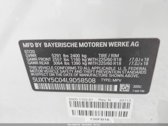 2020 BMW X3 5UXTY5C04L9D58508 Photo 8