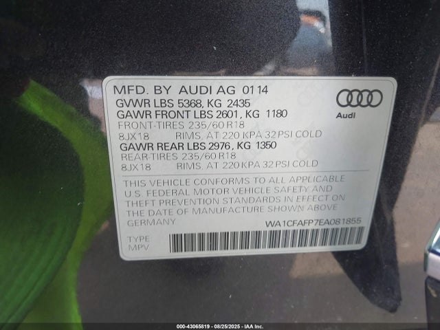 2014 AUDI Q5 WA1CFAFP7EA081855 Photo 8