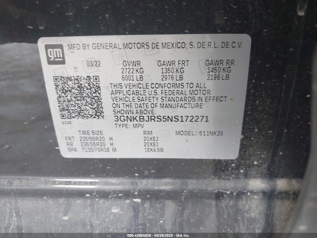 3GNKBJRS5NS172271 Chevrolet lgx