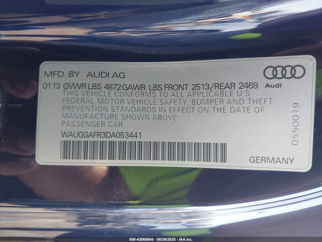 2013 AUDI S5 WAUGGAFR3DA053441 Photo 8