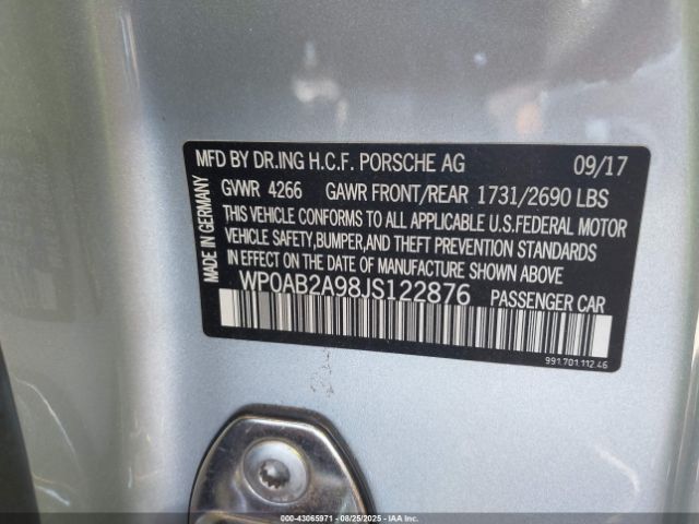 2018 PORSCHE 911 WP0AB2A98JS122876 Photo 8