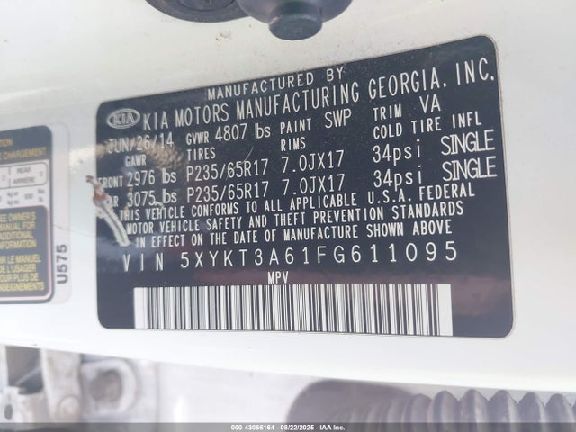 5XYKT3A61FG611095 KIA dohc t-gdi theta-ii