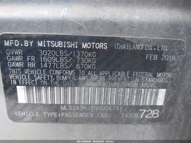 2017 MITSUBISHI MIRAGE ML32A3HJ3HH004791 Photo 8