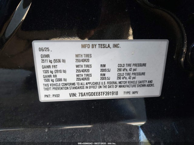 7SAYGDEE8TF391918 Tesla 2026
