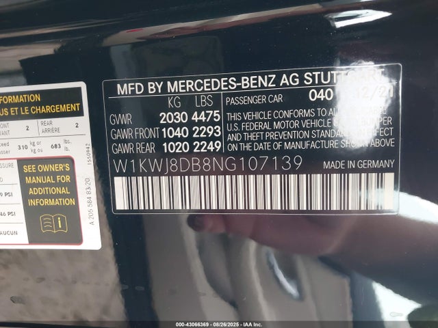 W1KWJ8DB8NG107139 Mercedes-Benz m264
