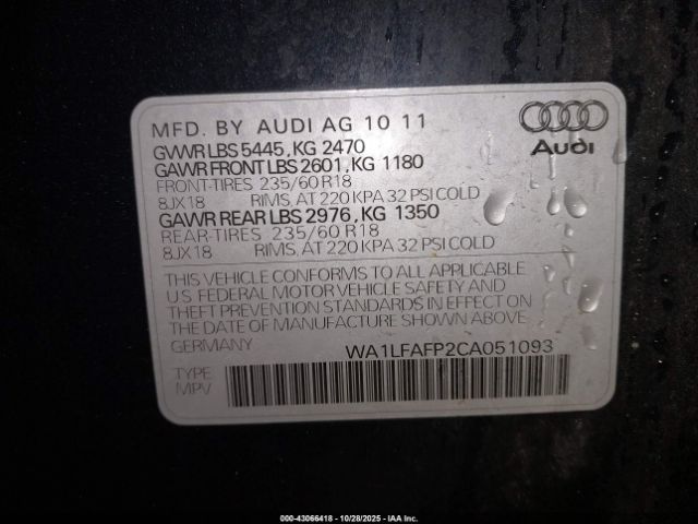 2012 AUDI Q5 WA1LFAFP2CA051093 Photo 8
