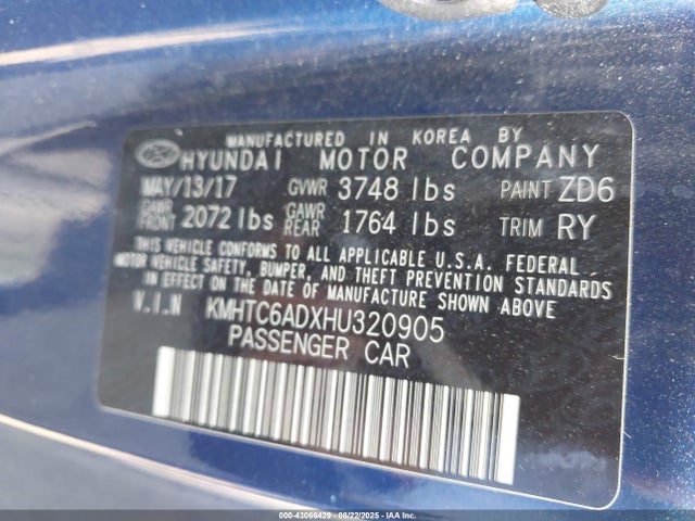 Hyundai gdi gamma 2017 KMHTC6ADXHU320905 Image 9