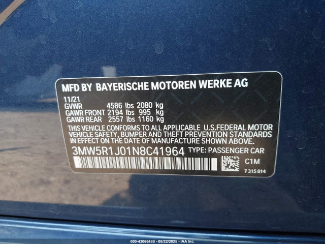 3MW5R1J01N8C41964 BMW 330I