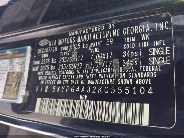 5XYPG4A32KG555104 KIA gdi theta-ii
