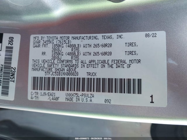 5TFJC5DB1NX008028 Toyota v35afts,1tm