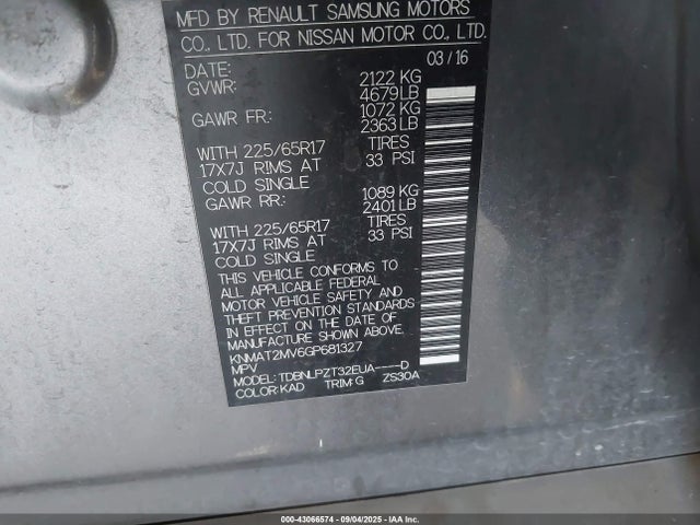 Nissan 2016 2016 KNMAT2MV6GP681327 Image 9