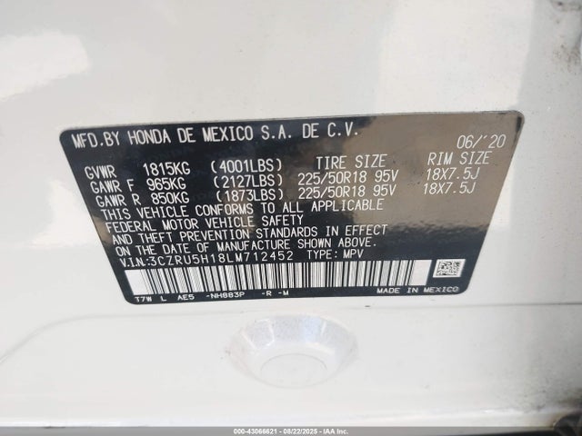 3CZRU5H18LM712452 Honda r18z9