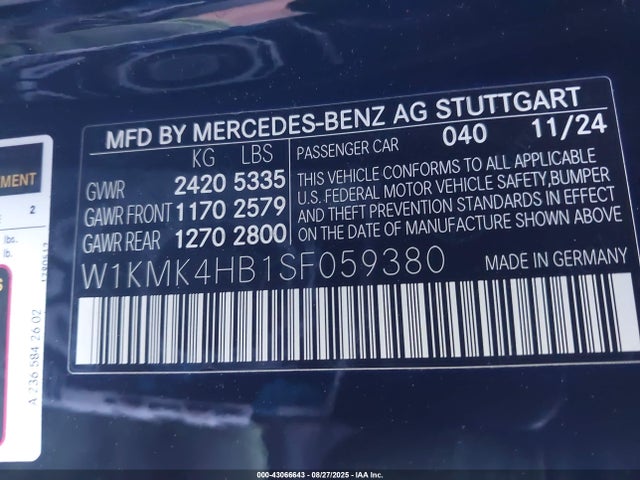 W1KMK4HB1SF059380 Mercedes-Benz m254
