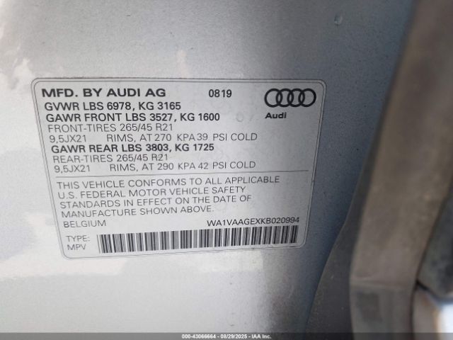 2019 AUDI E-TRON WA1VAAGEXKB020994 Photo 8