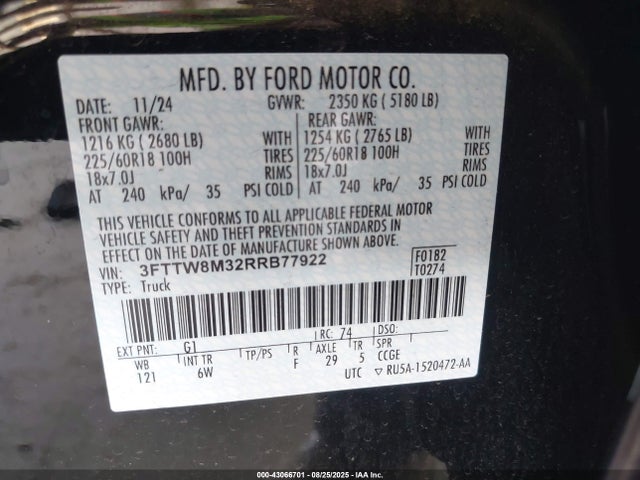 Ford 2024 2024 3FTTW8M32RRB77922 Image 9