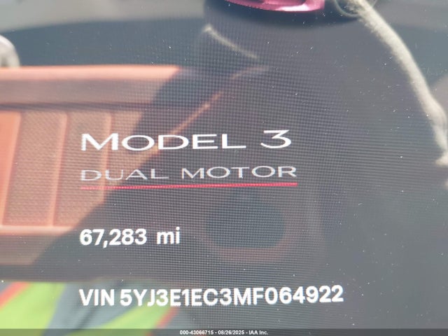 Tesla MODEL 3 2021 5YJ3E1EC3MF064922 Image 15