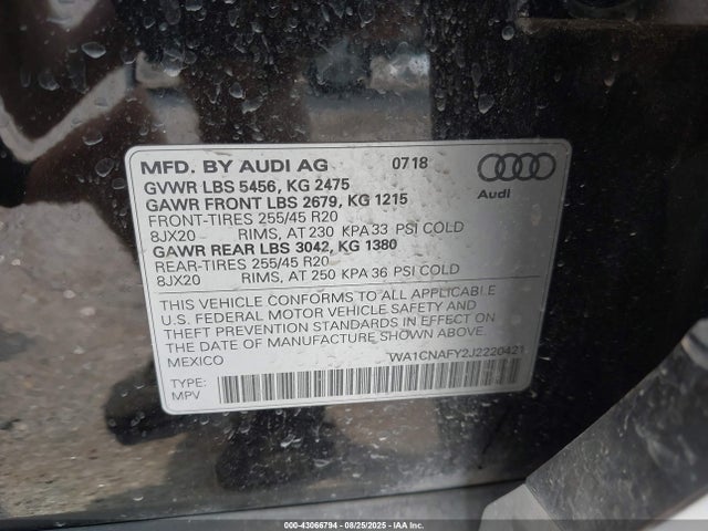 2018 AUDI Q5 WA1CNAFY2J2220421 Photo 8
