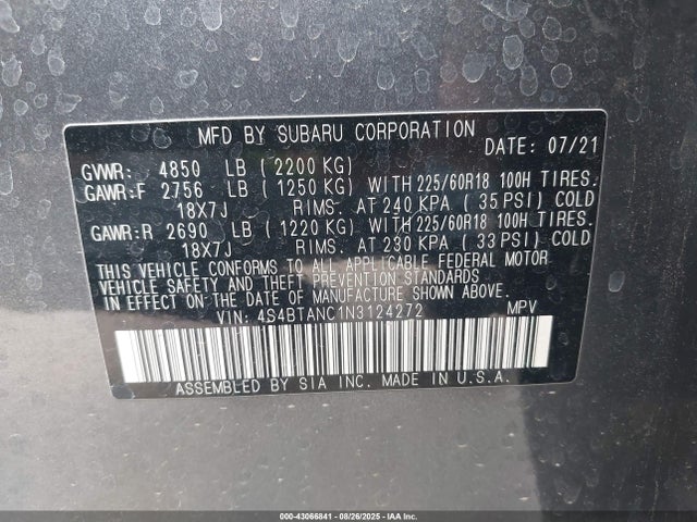 4S4BTANC1N3124272 Subaru na, u5