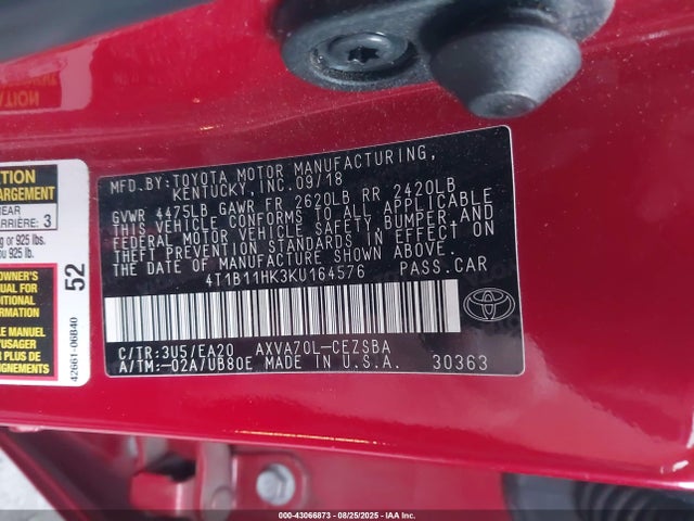 4T1B11HK3KU164576 Toyota a25a-fks