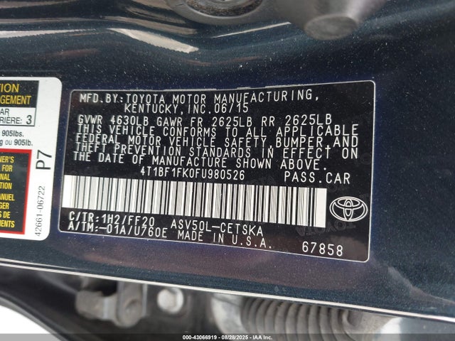4T1BF1FK0FU980526 Toyota 2ar-fe