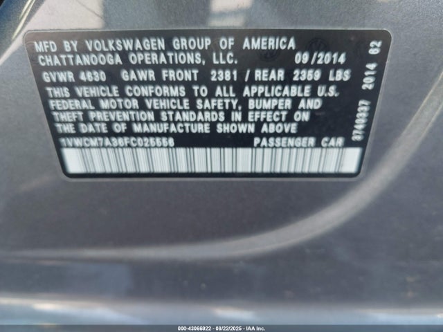Volkswagen Passat 2015 1VWCM7A36FC025556 Image 9