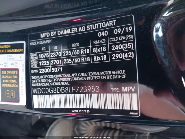 Mercedes-Benz m264 2020 WDC0G8DB8LF723953 Image 9