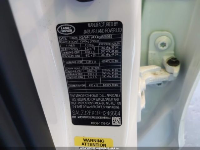 2024 LAND ROVER RANGE ROVER EVOQUE SALZJ2FX1RH246664 Photo 8