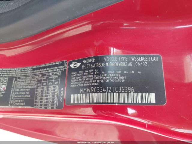 2002 MINI COOPER WMWRC33412TC36396 Photo 8