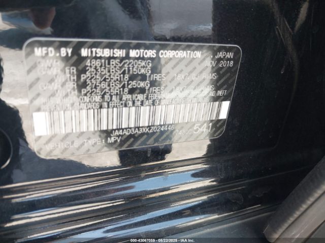 2019 MITSUBISHI OUTLANDER JA4AD3A3XKZ024446 Photo 8