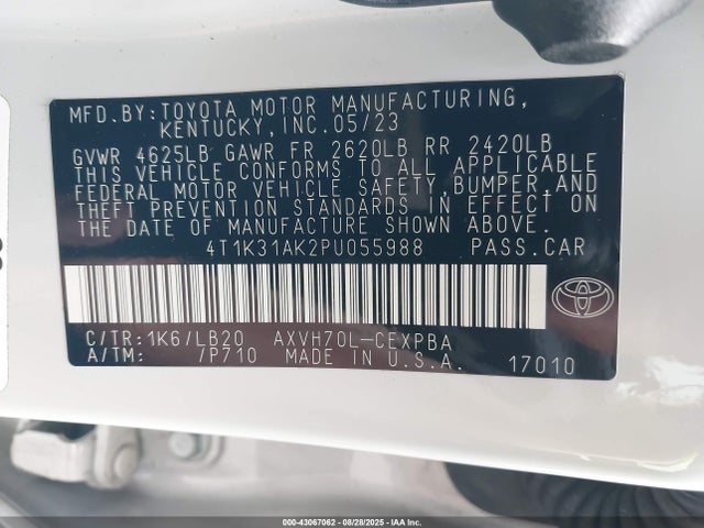 Toyota a25a-fxs, 3nm 2023 4T1K31AK2PU055988 Image 9