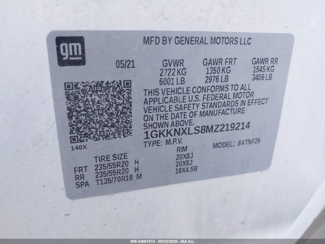 GMC lgx 2021 1GKKNXLS8MZ219214 Image 9