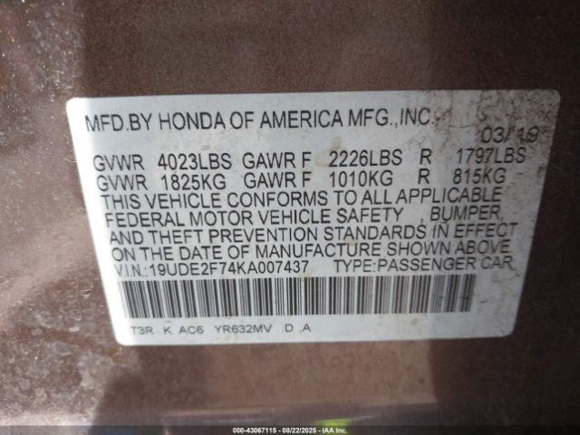 2019 ACURA ILX 19UDE2F74KA007437 Photo 8